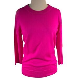 J.Crew Women’s 100% Merino Wool Sweater Size Medium – Fuchsia Pink 3/4 Sleeve